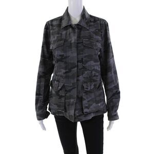 G-One Women's Long Sleeves Button Up Patch Pocket Camouflage Jacket Size S